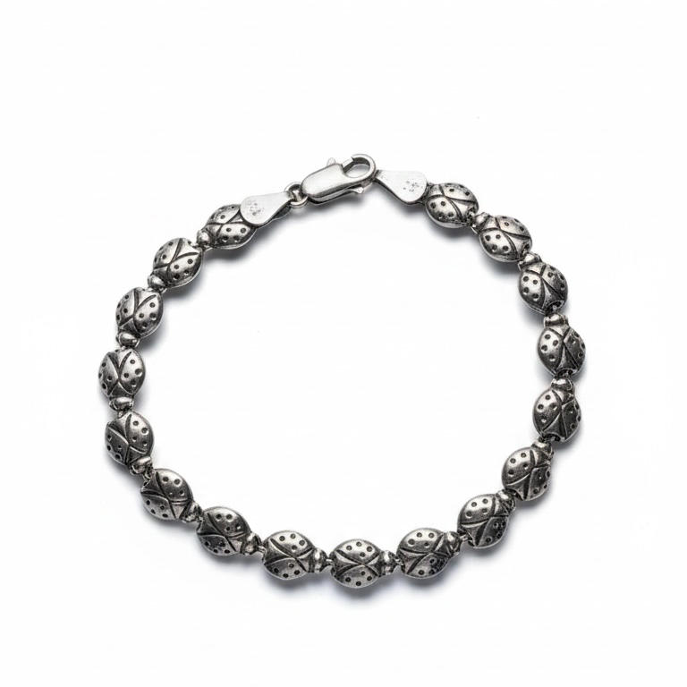 Sterling silver reversible ladybug link bracelet – photo 1