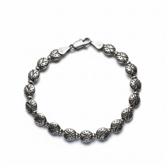 Sterling silver reversible ladybug link bracelet – photo 1