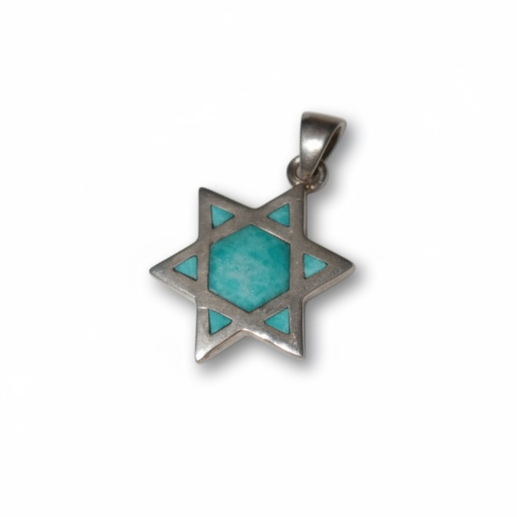 Pre-loved sterling silver Star of David pendant, fully turquoise-colored – photo 1