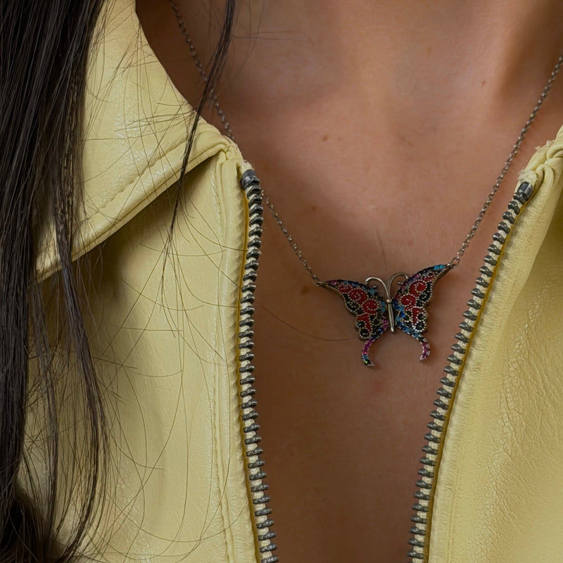 Multicolor Butterfly Necklace